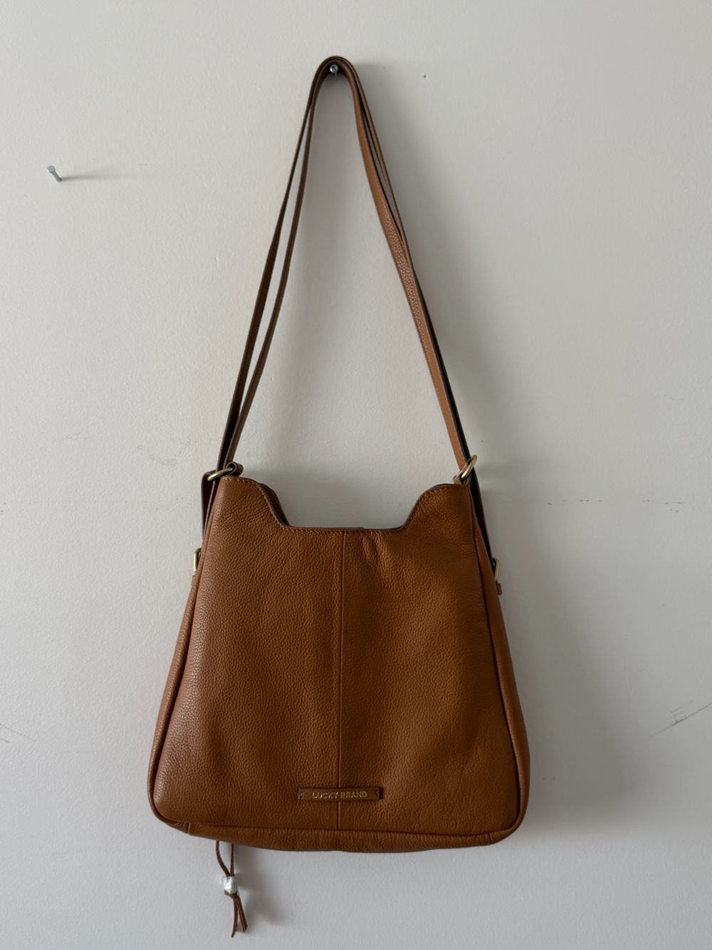 New Lucky Brand Pebbled Chestnut Brown Shoulder Bag /backpack $268